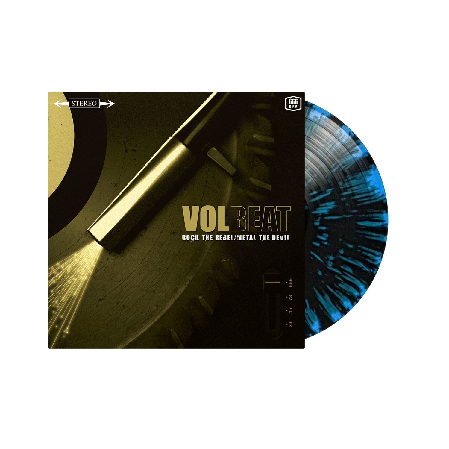 15th Limited Vinyl Re-Issue Rock The Rebel/Metal The Devil - Blue Splatter Vinyl | Volbeat Merch
